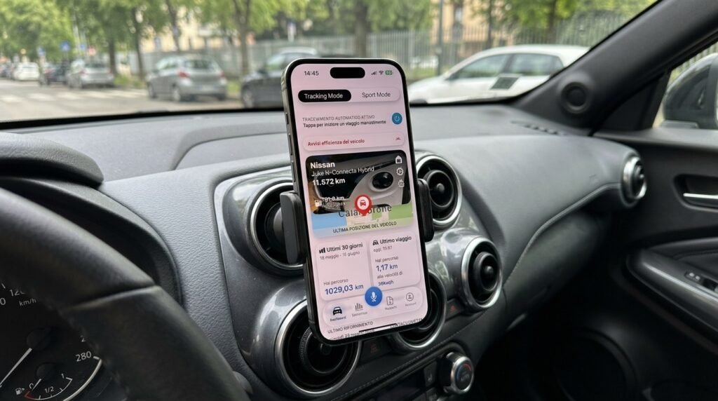 Magica mileage tracker app showing an automatically tracked trip with Work/Personal classification