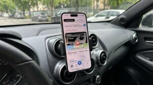 Magica mileage tracker app showing an automatically tracked trip with Work/Personal classification